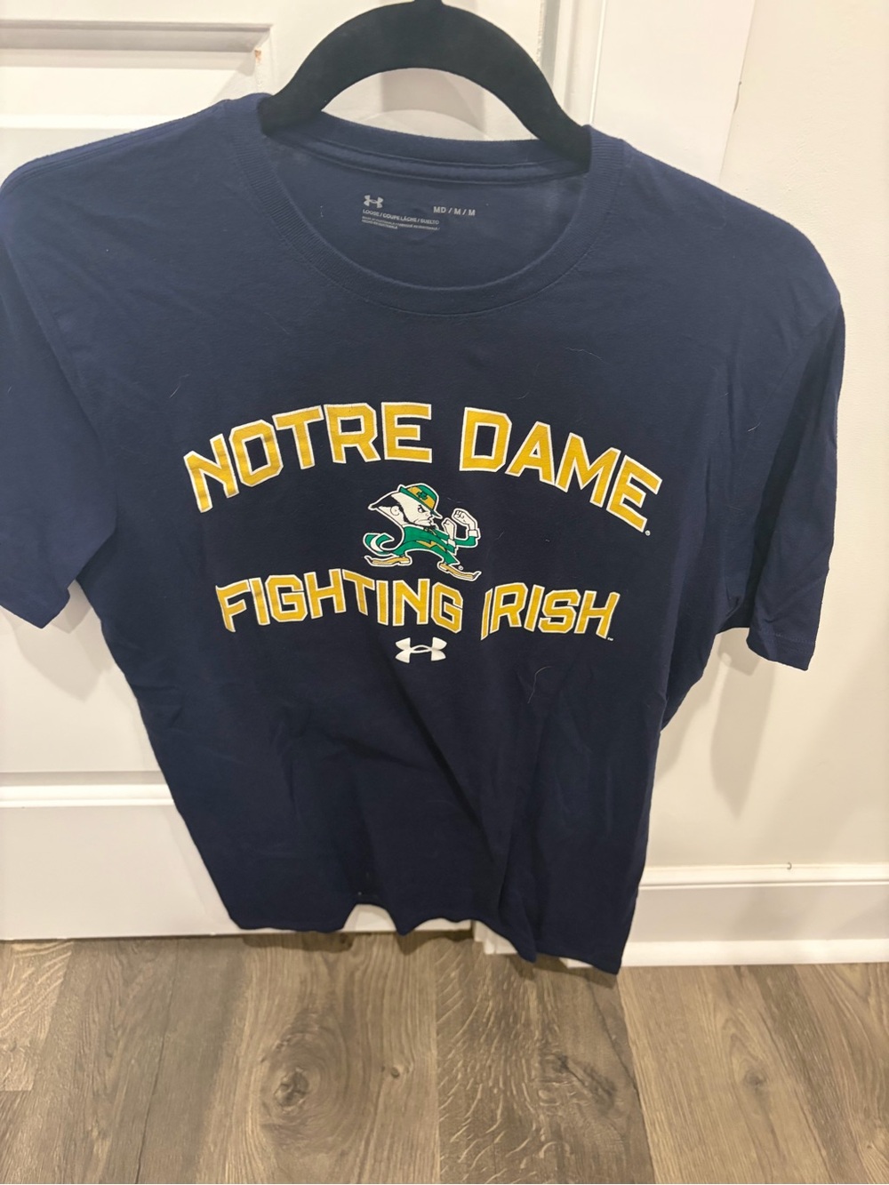 Under Armour Navy Notre Dame Graphic Tee with Yellow Accents